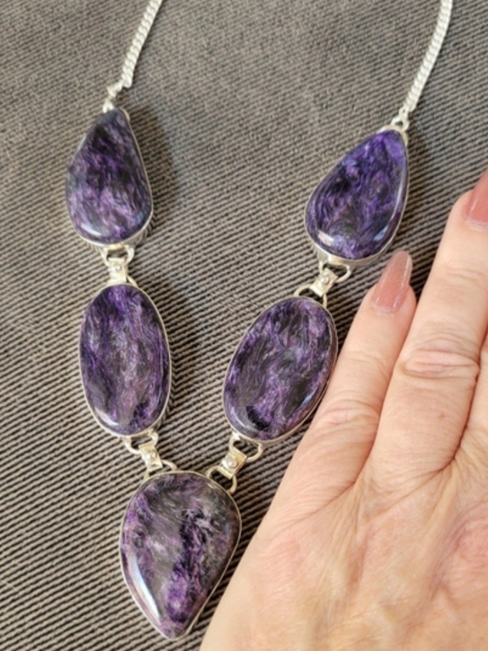 Purple Stone Teardrop & Oval Necklace - Women Jewelry